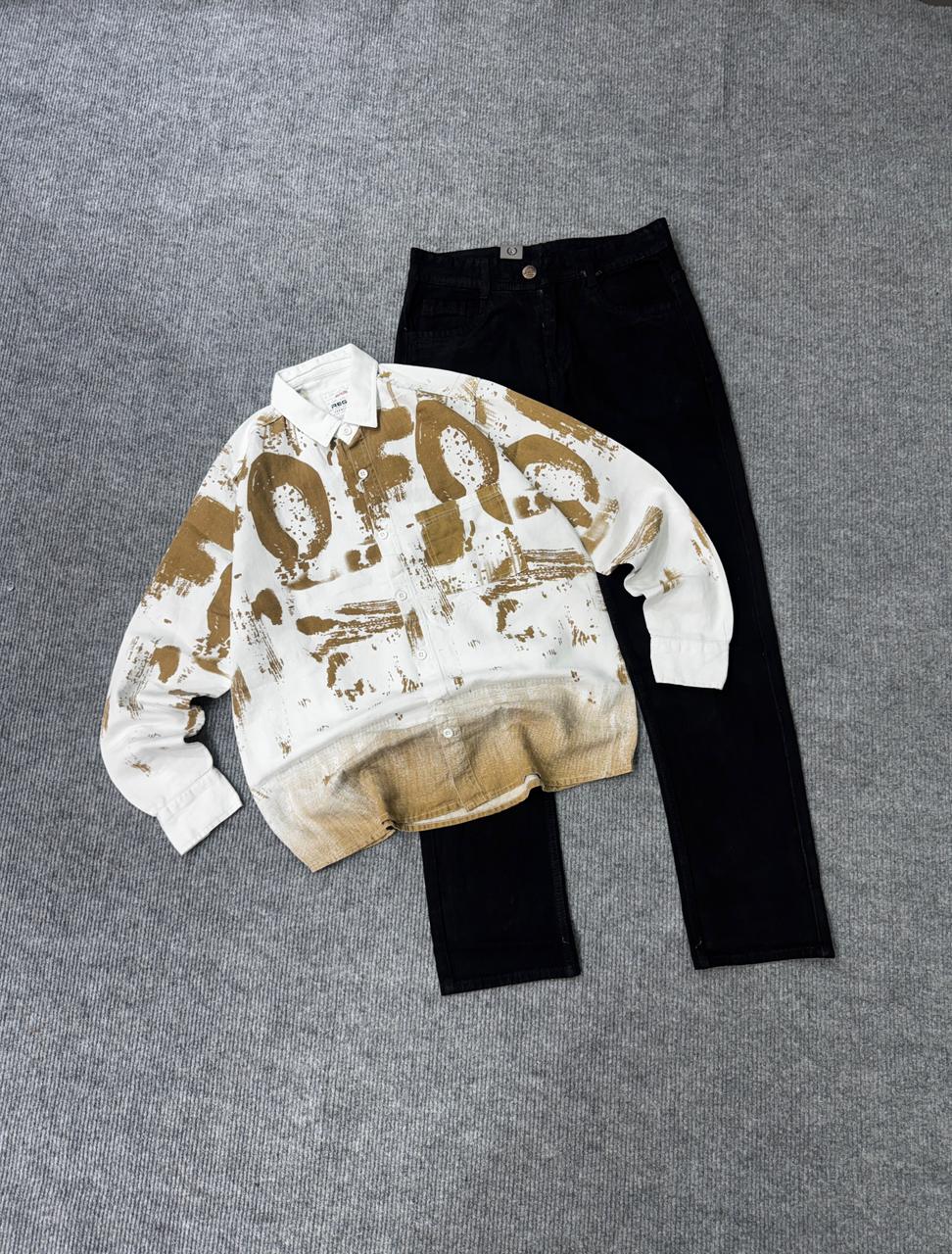 Premium Brown Shirt & Black Pant Combo Set