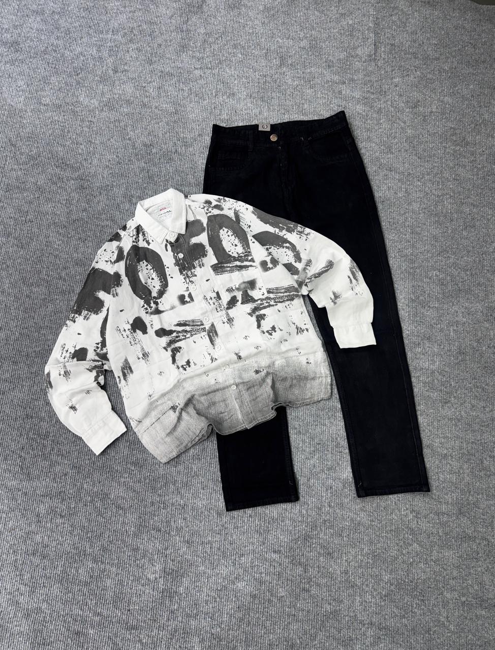 Premium Dark Brown Shirt & Black Pant Combo Set