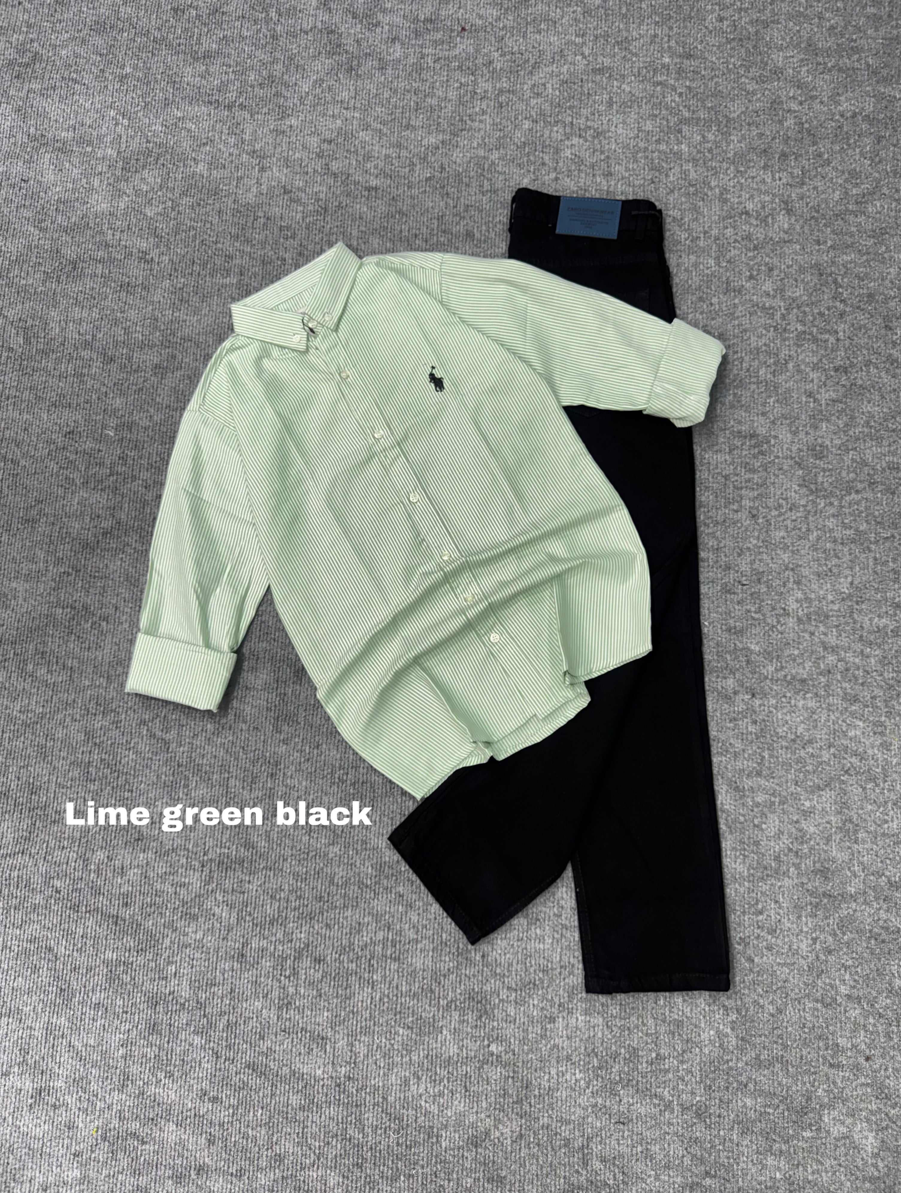 Striped Shirt/Black Pant