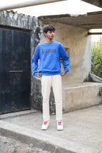 Azure Calm Combo  (Blue sweatshirt + beige pants)