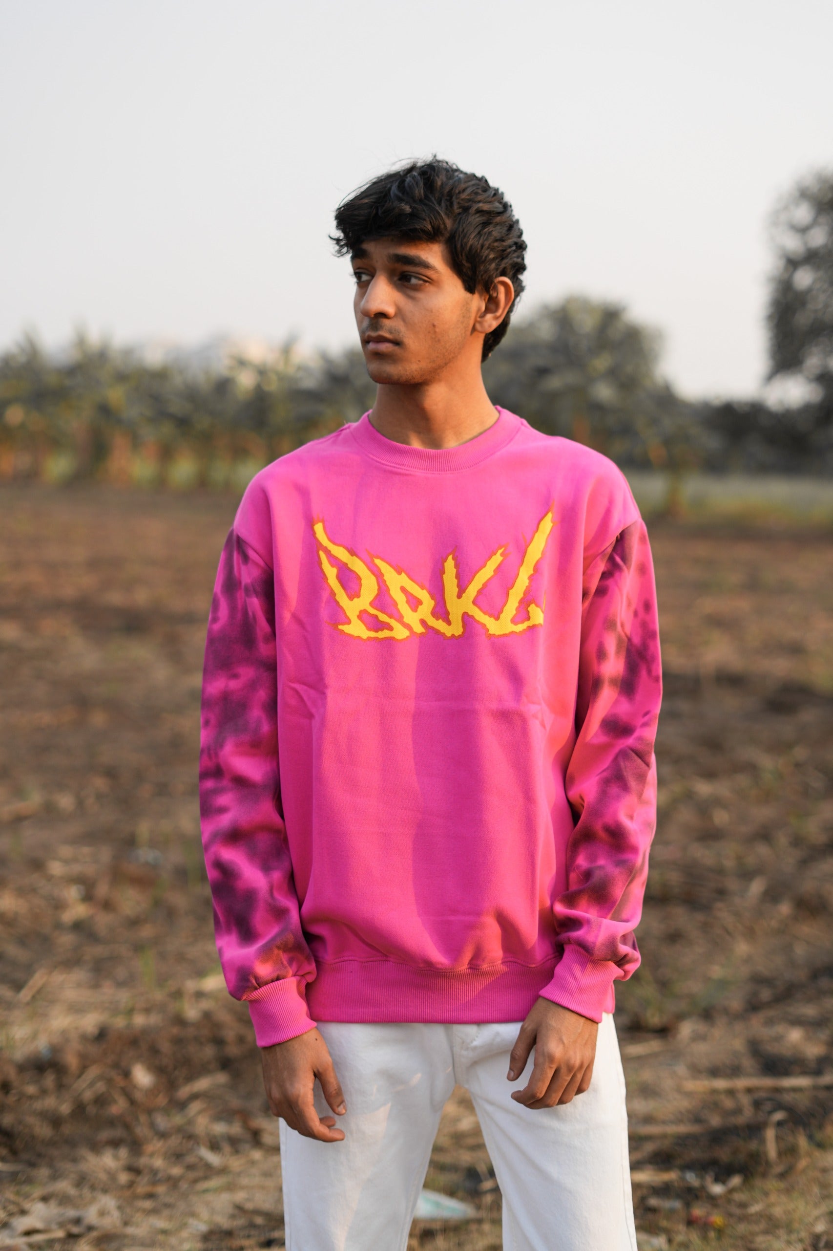Rose Field Combo  (Pink graphic sweatshirt + white pant)