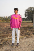 Rose Field Combo  (Pink graphic sweatshirt + white pant)