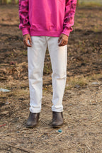 Rose Field Combo  (Pink graphic sweatshirt + white pant)