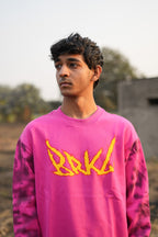 Rose Field Combo  (Pink graphic sweatshirt + white pant)