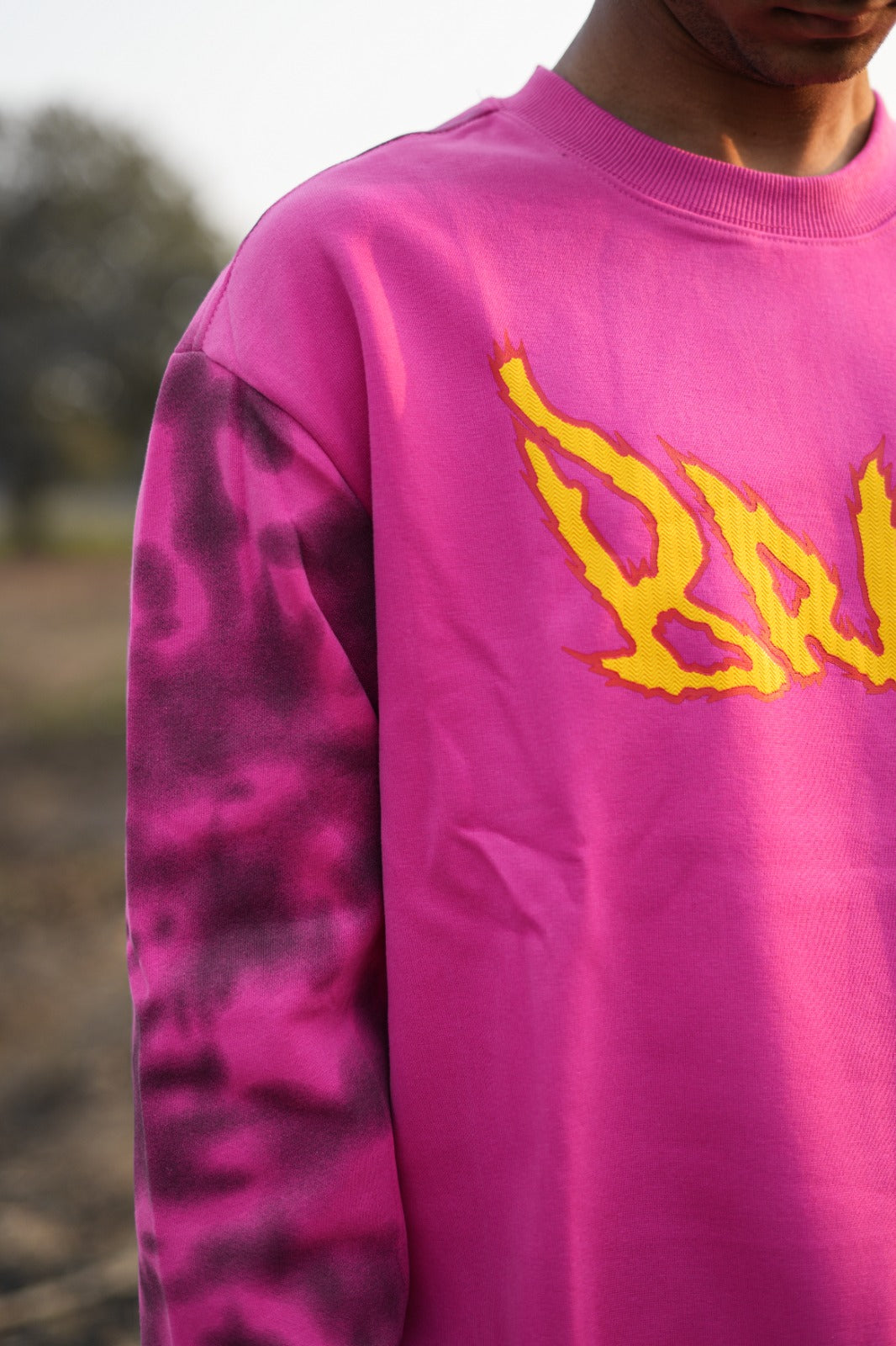 Rose Field Combo  (Pink graphic sweatshirt + white pant)