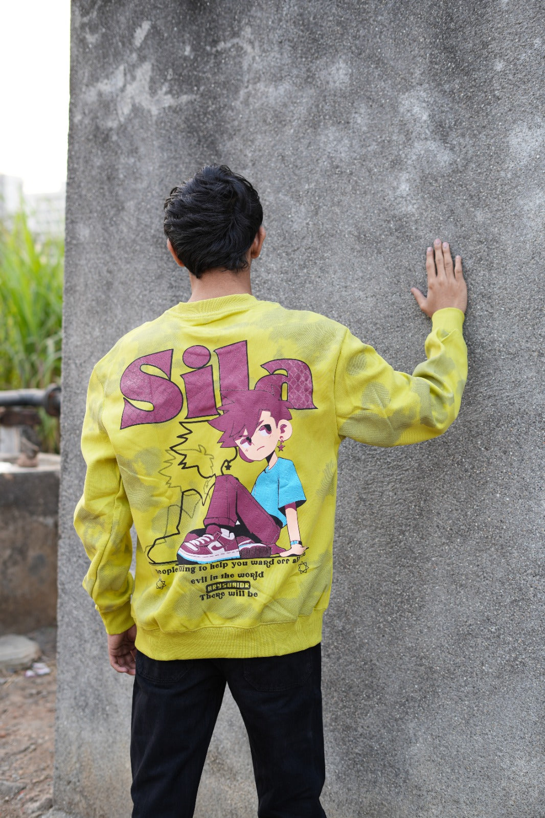 Acid Moss Combo (Green tie-dye sweatshirt + black jeans)