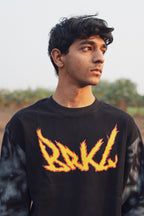 Shadow Flame Combo  (Black graphic sweatshirt + white pant)