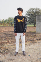 Shadow Flame Combo  (Black graphic sweatshirt + white pant)