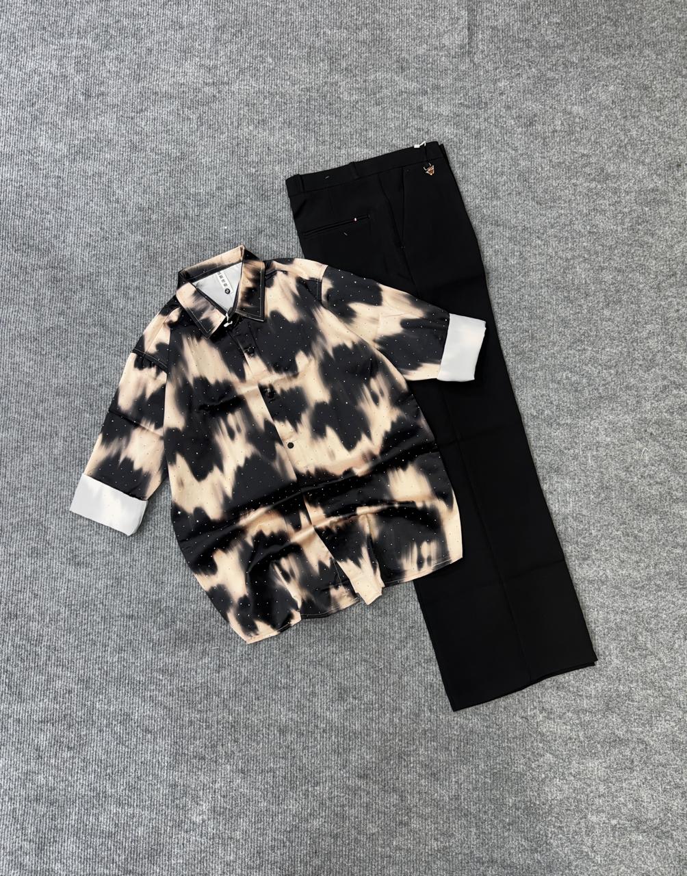 Midnight Marble Shirt & Black Trouser Combo