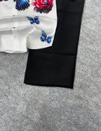 Ivory Monarch Butterfly Shirt & Black Trouser Combo