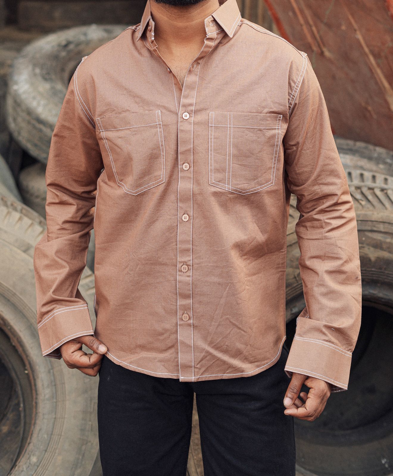 Rust Edge Dual-Pocket Shirt
