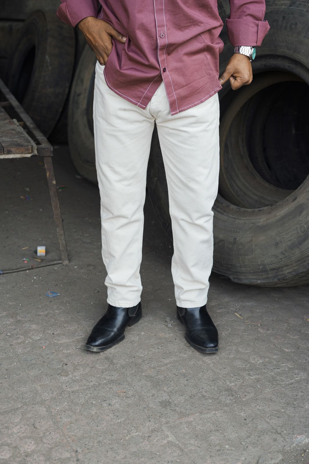 Vintage Rose Contrast-Stitch Shirt