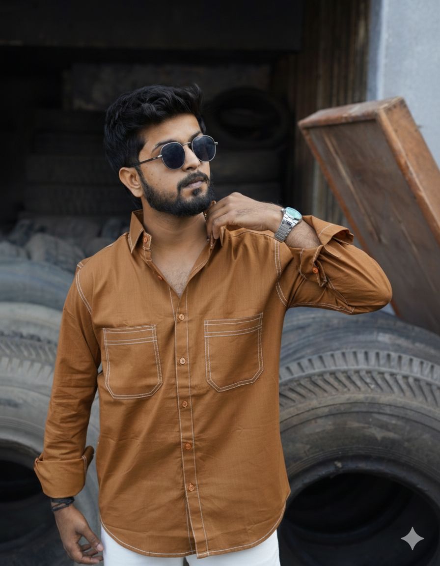 Rustwood Utility Shirt & Ivory Slim Pant Combo