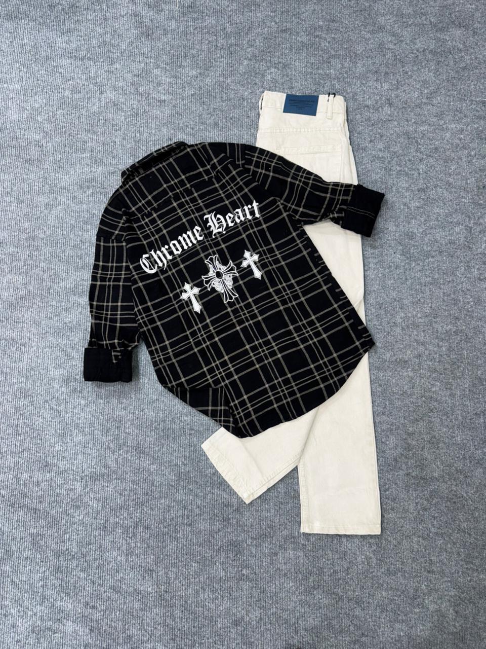 Chrome Cross Check Shirt & Denim Combo