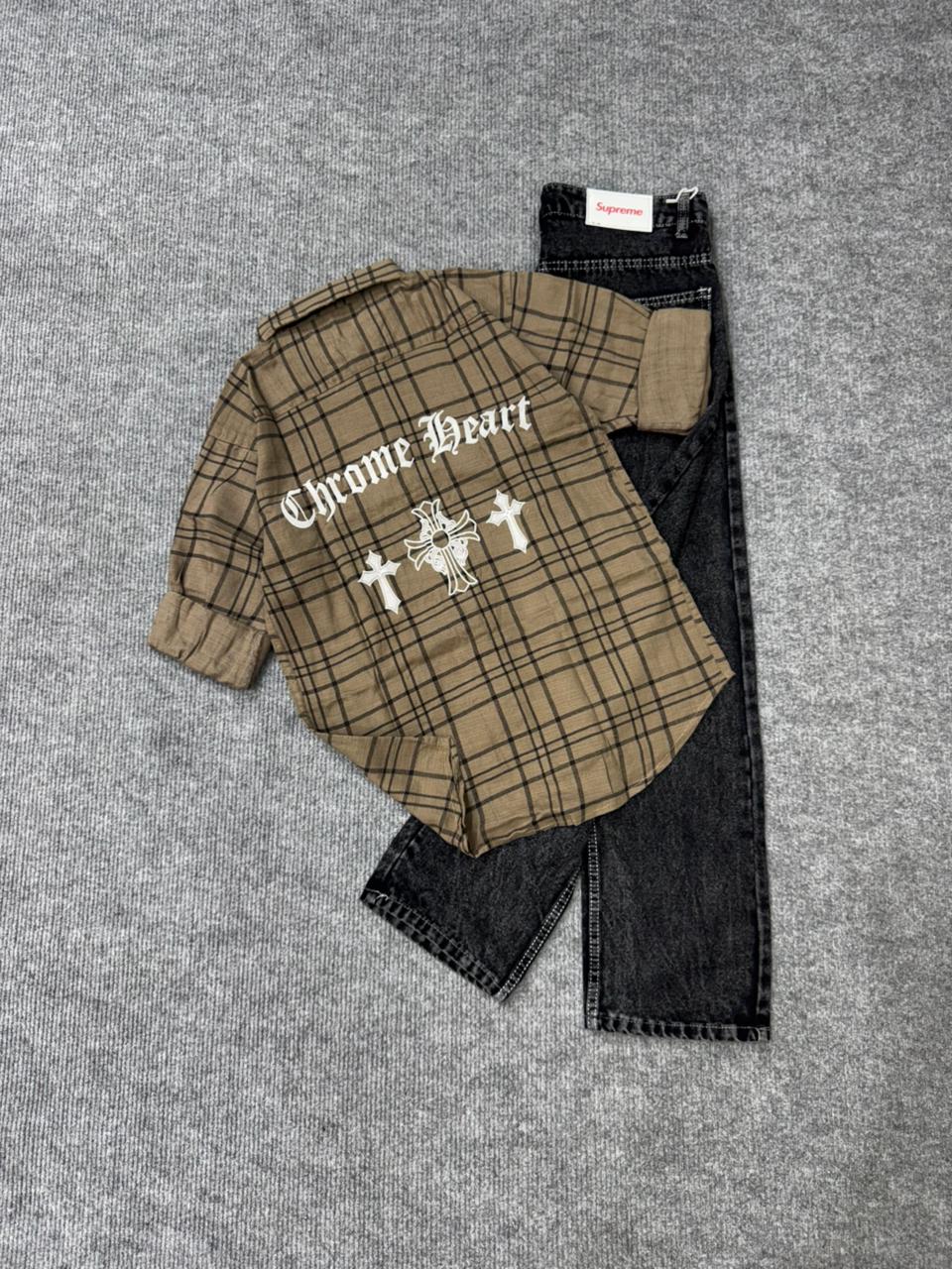 Chrome Cross Check Shirt & Denim Combo