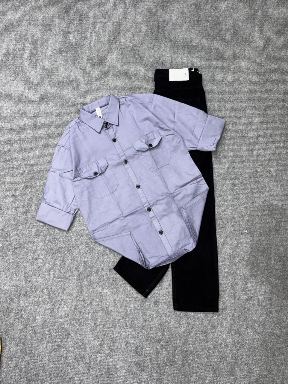 Floral Back Print Shirt & Denim Combo