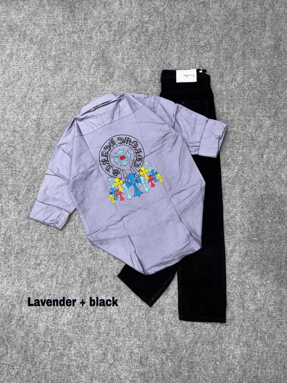 Floral Back Print Shirt & Denim Combo