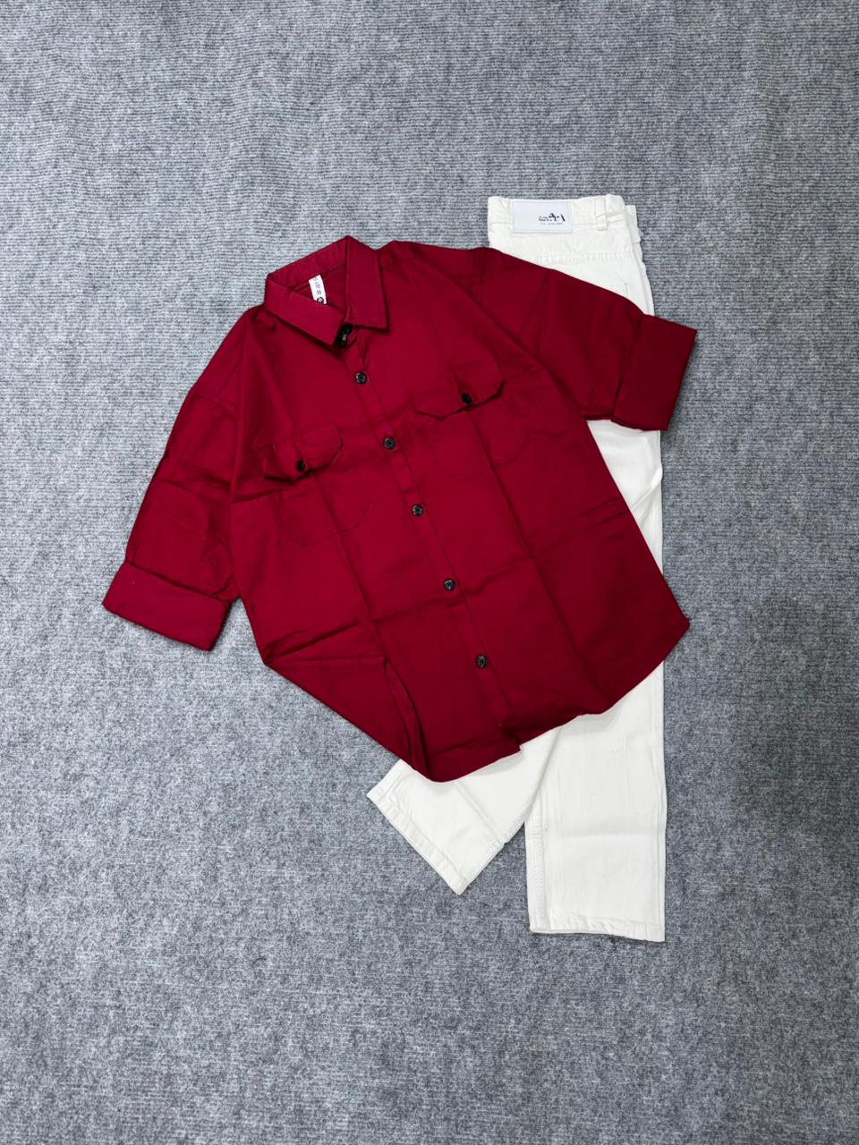 Floral Back Print Shirt & Denim Combo