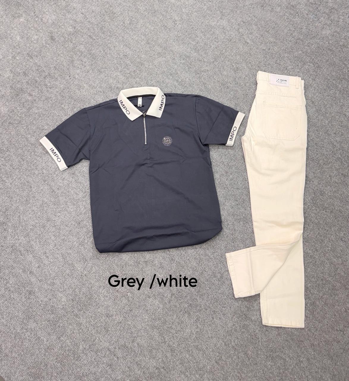Zip Neck Polo T-Shirt & Pant Combo