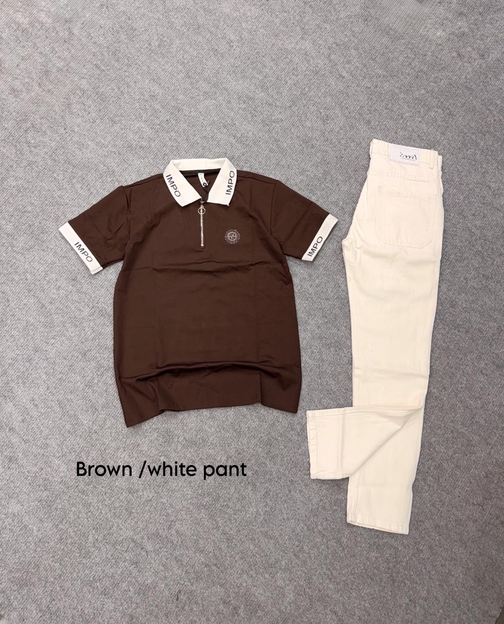 Zip Neck Polo T-Shirt & Pant Combo