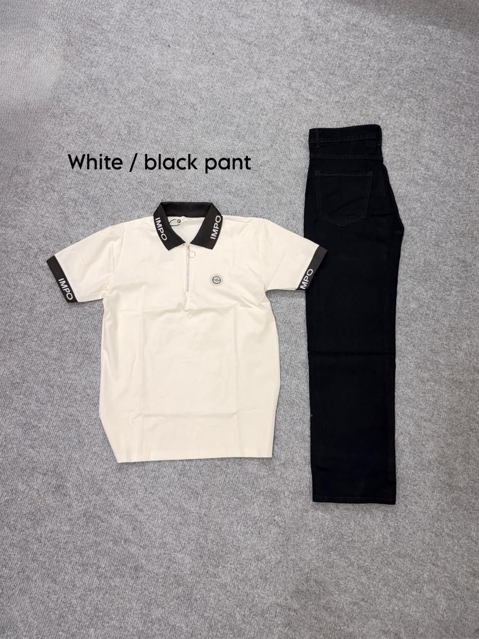 Zip Neck Polo T-Shirt & Pant Combo