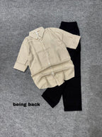 Striped Shirt &  Linen Pant Set