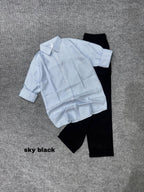 Striped Shirt &  Linen Pant Set