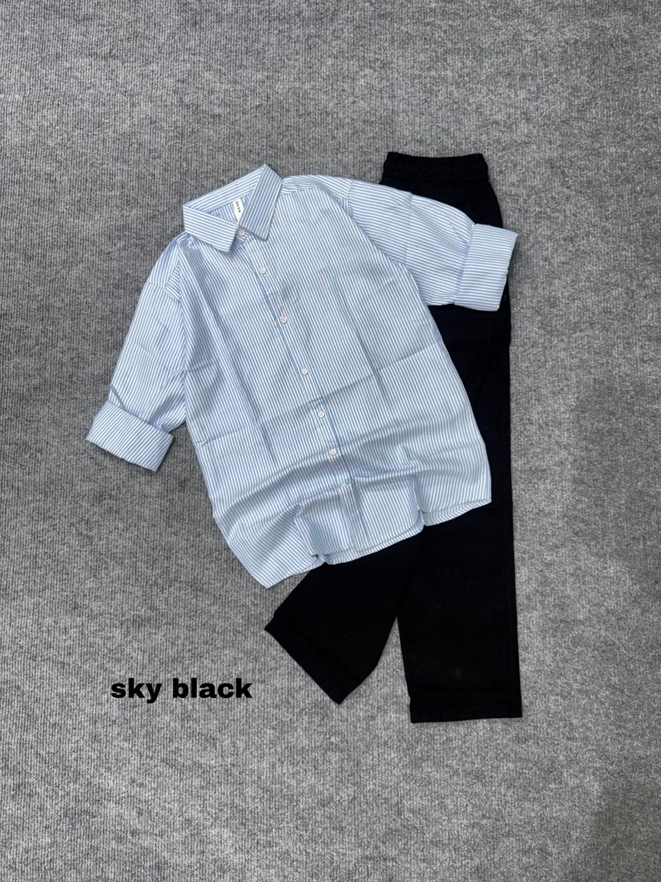 Striped Shirt &  Linen Pant Set