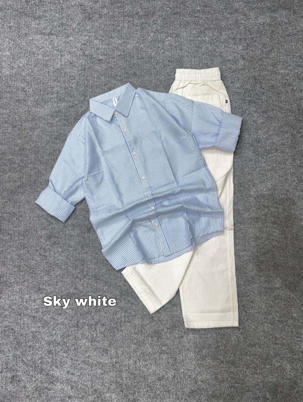 Striped Shirt &  Linen Pant Set