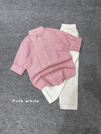 Striped Shirt &  Linen Pant Set