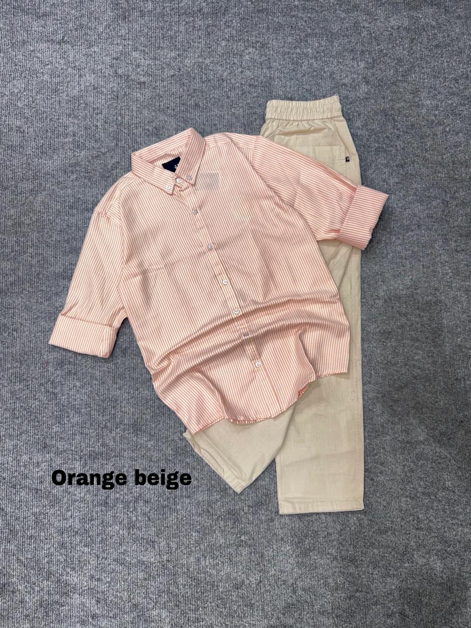 Striped Shirt &  Linen Pant Set