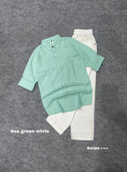 Breeze Linen Combo White pent Set