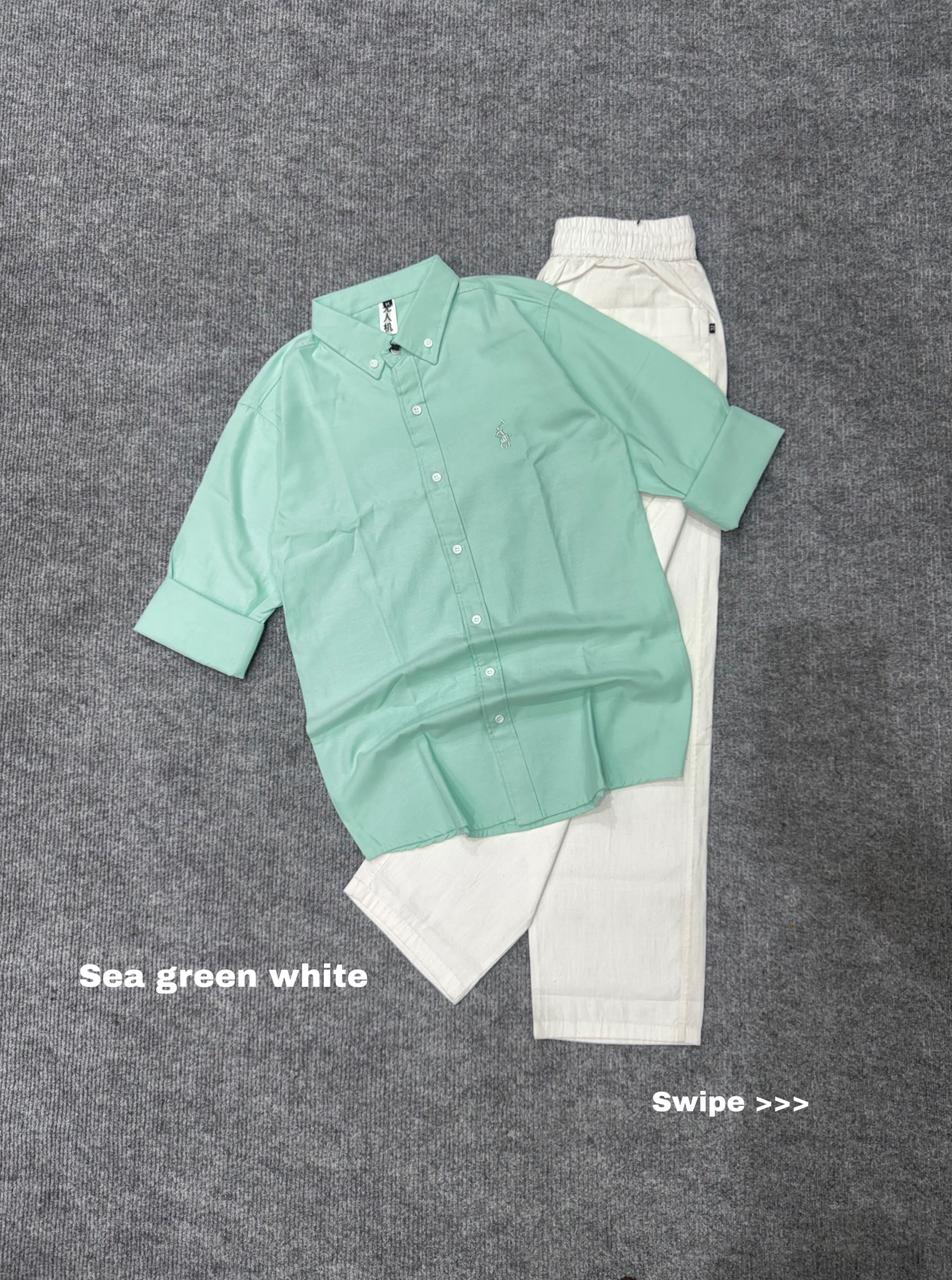 Breeze Linen Combo White pent Set