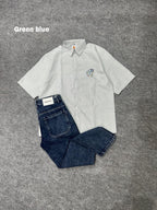 Lining Boxy Shirt & Blue Pant Outfit