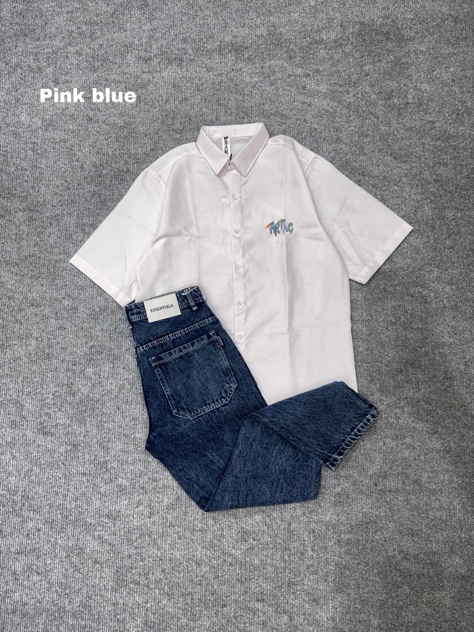 Lining Boxy Shirt & Blue Pant Outfit