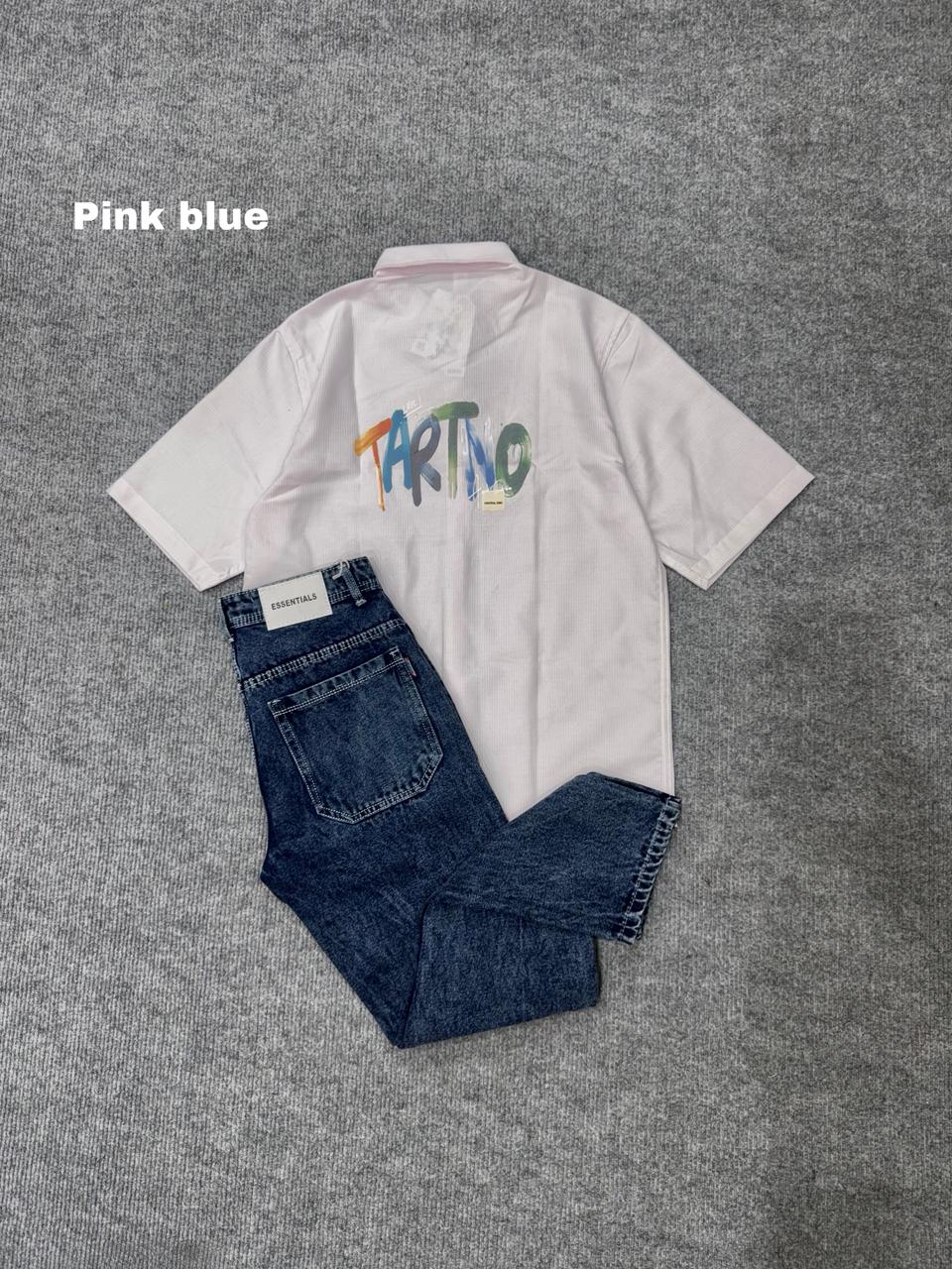 Lining Boxy Shirt & Blue Pant Outfit