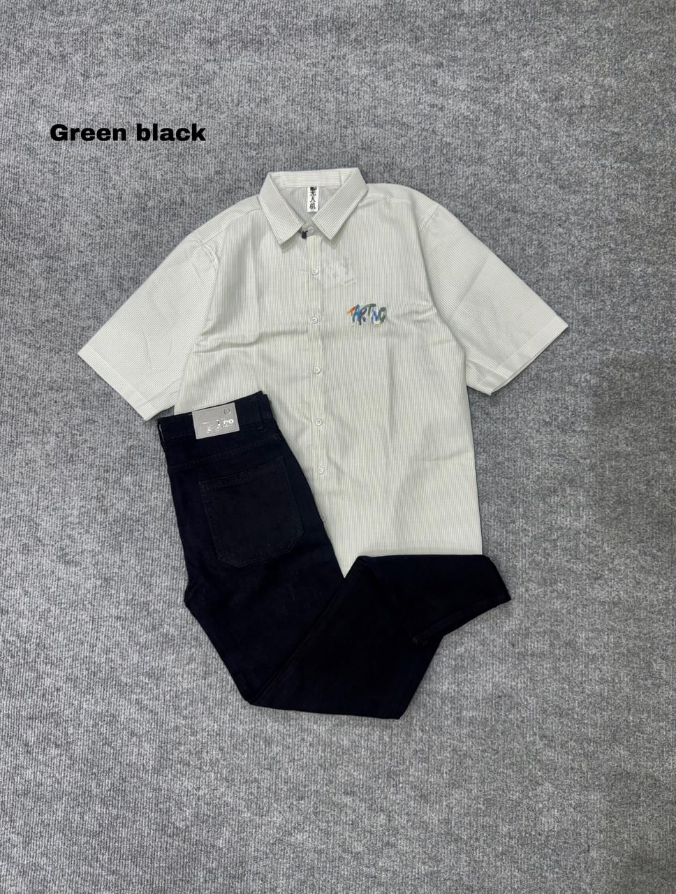 Lining Boxy Shirt & Black Pant Outfit