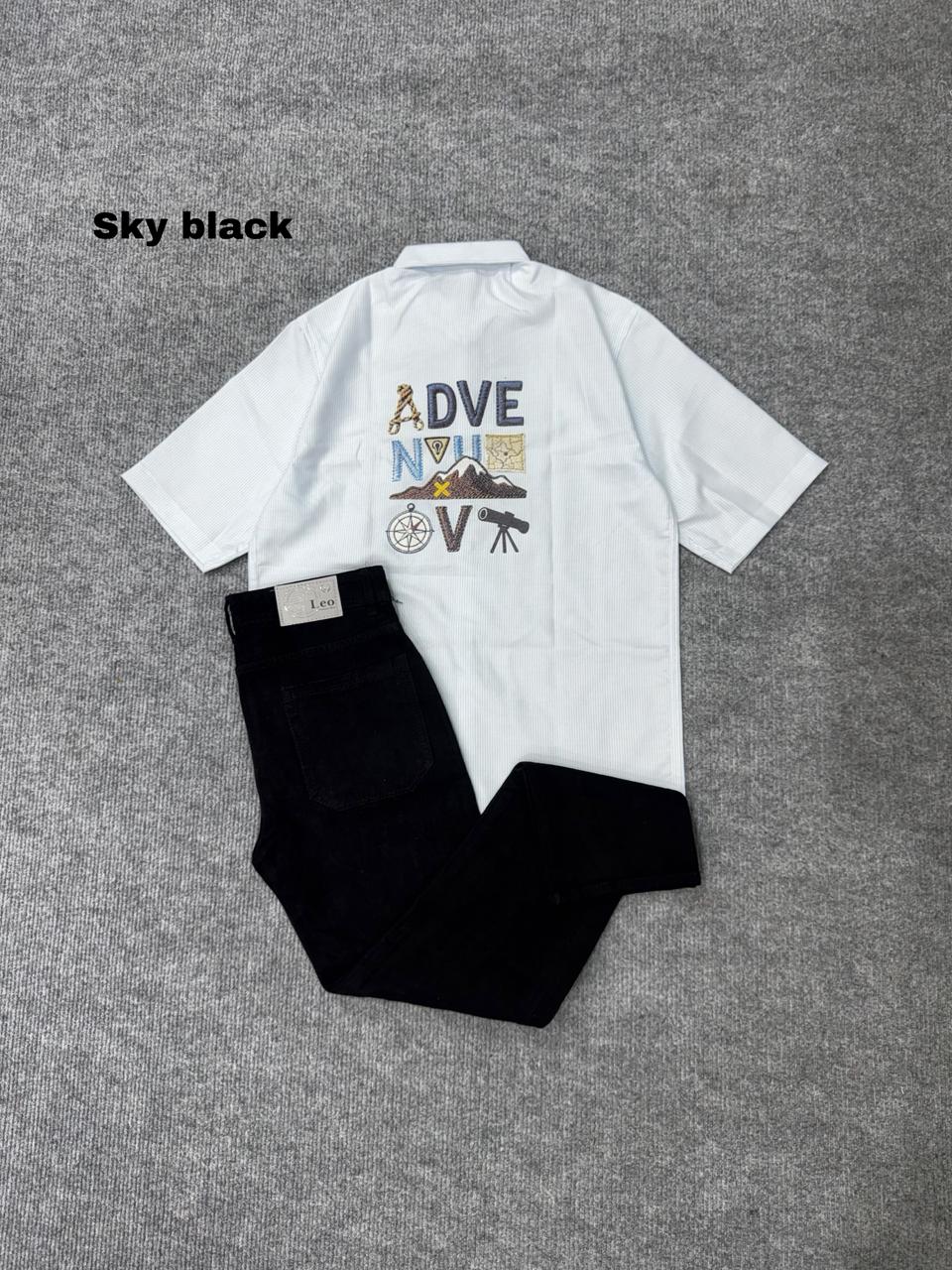 Lining Boxy Shirt & Black Pant Outfit