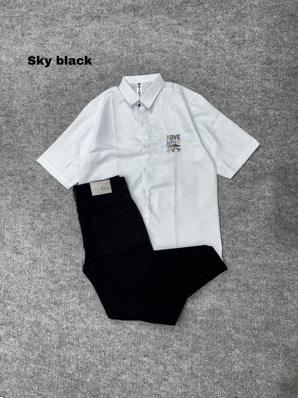 Lining Boxy Shirt & Black Pant Outfit