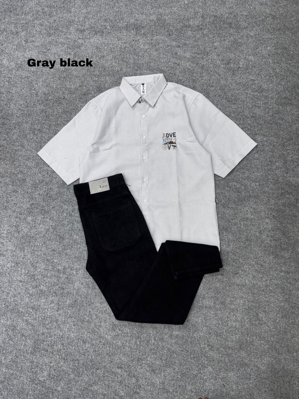 Lining Boxy Shirt & Black Pant Outfit