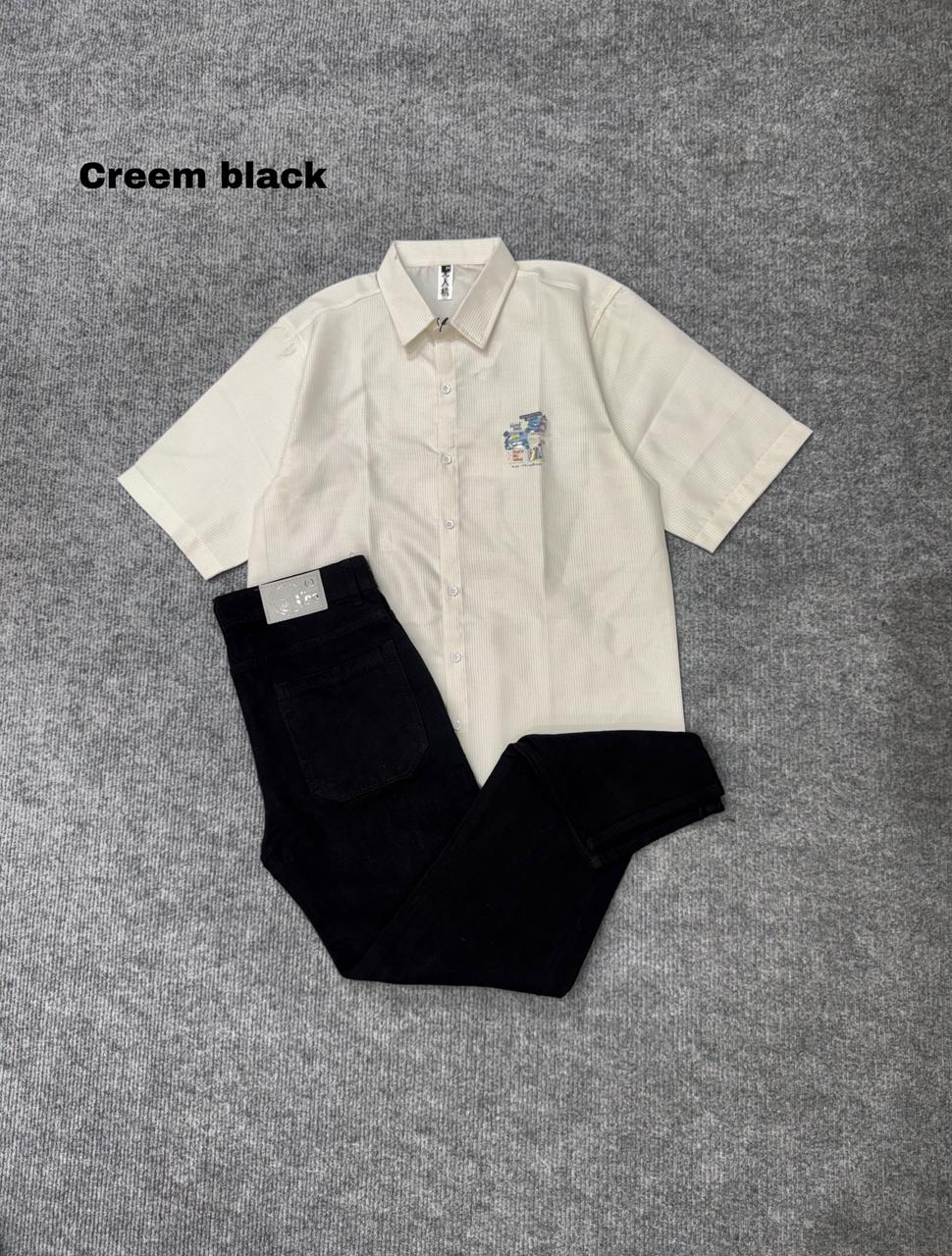 Lining Boxy Shirt & Black Pant Outfit