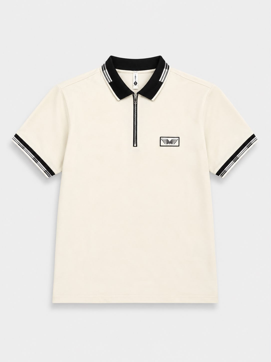 Ivory Crest Zip Polo T-Shirt