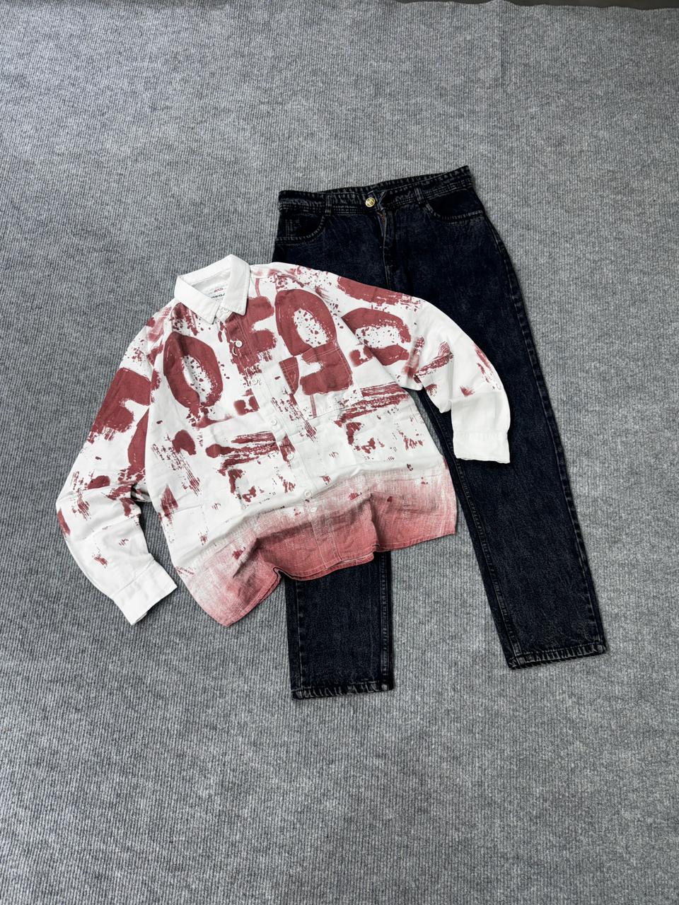 Premium Dark Red Shirt & Black Pant Combo Set