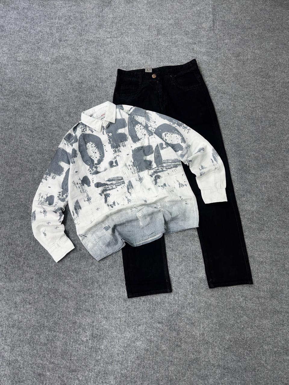 Premium Gray Shirt & Black Pant Combo Set