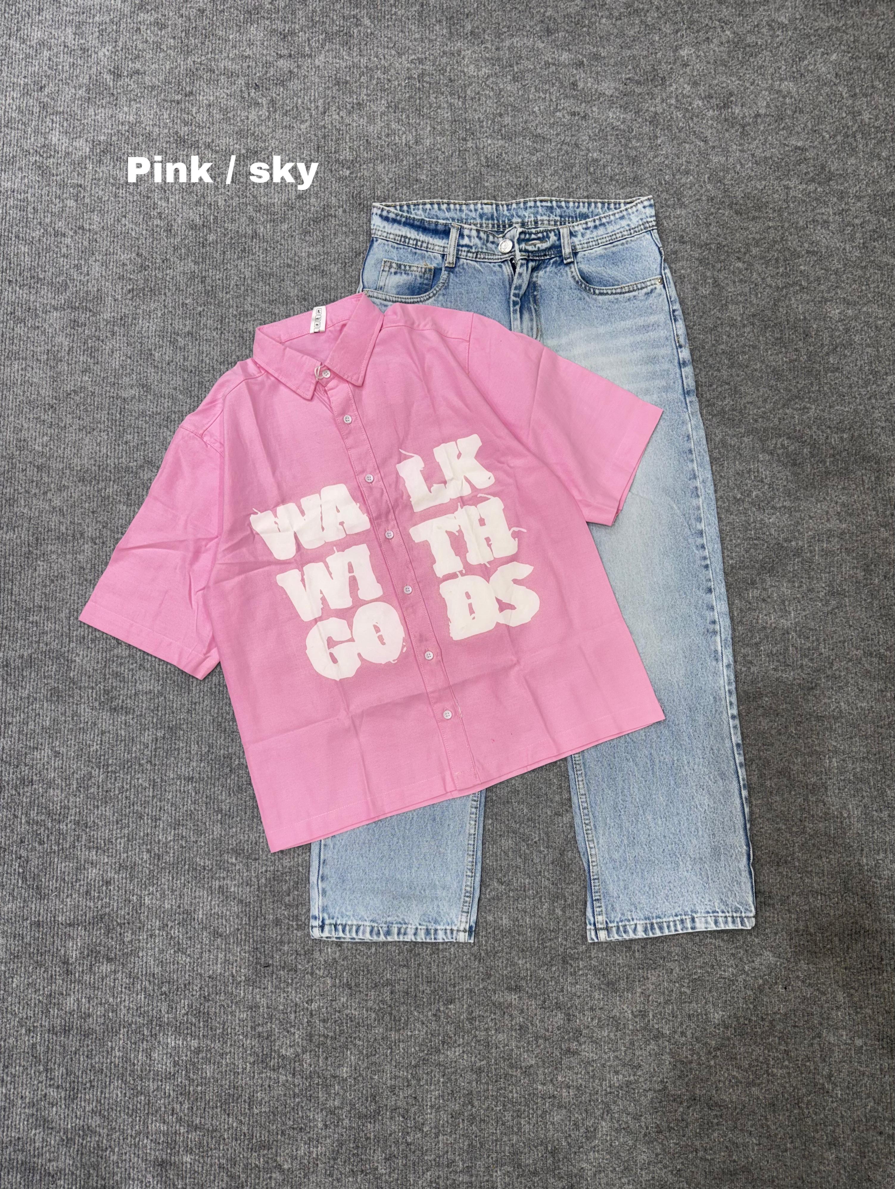 Boxy Lose Outfit Shirt & Denim Combo