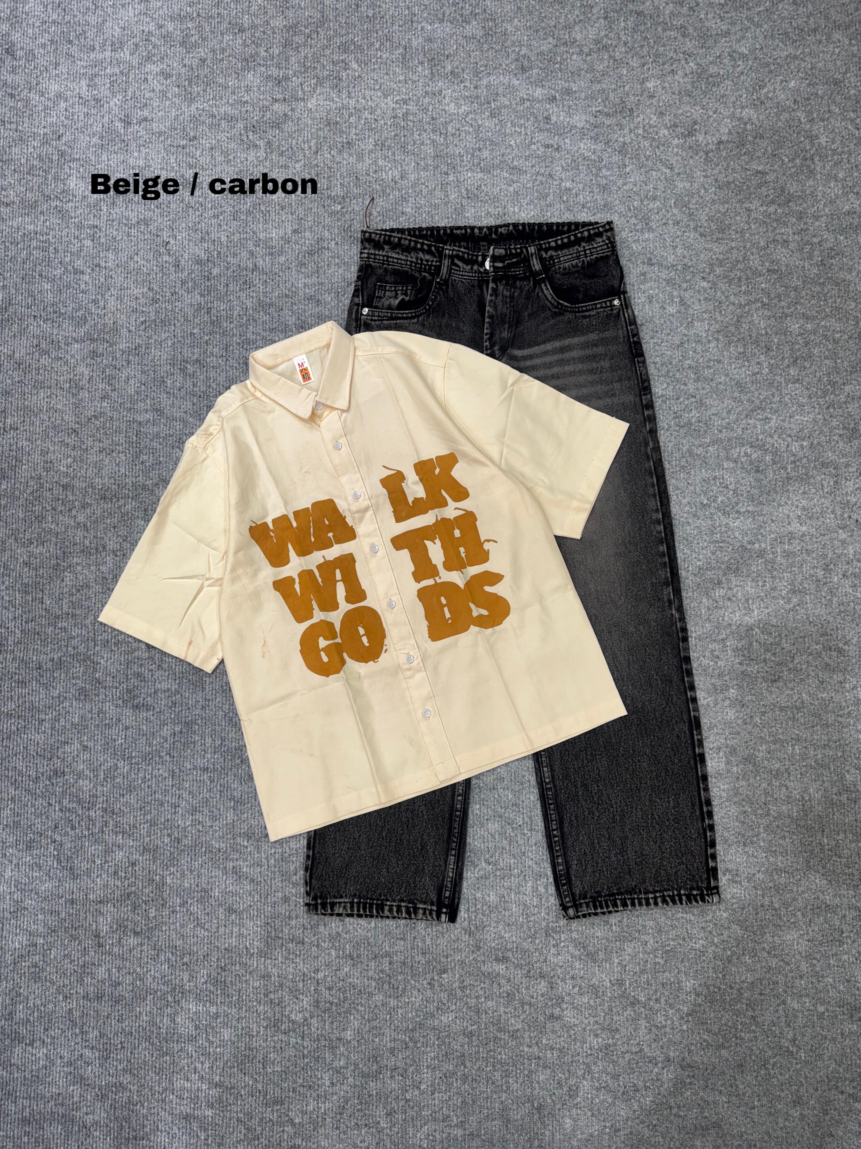 Boxy Lose Outfit Shirt & Denim Combo