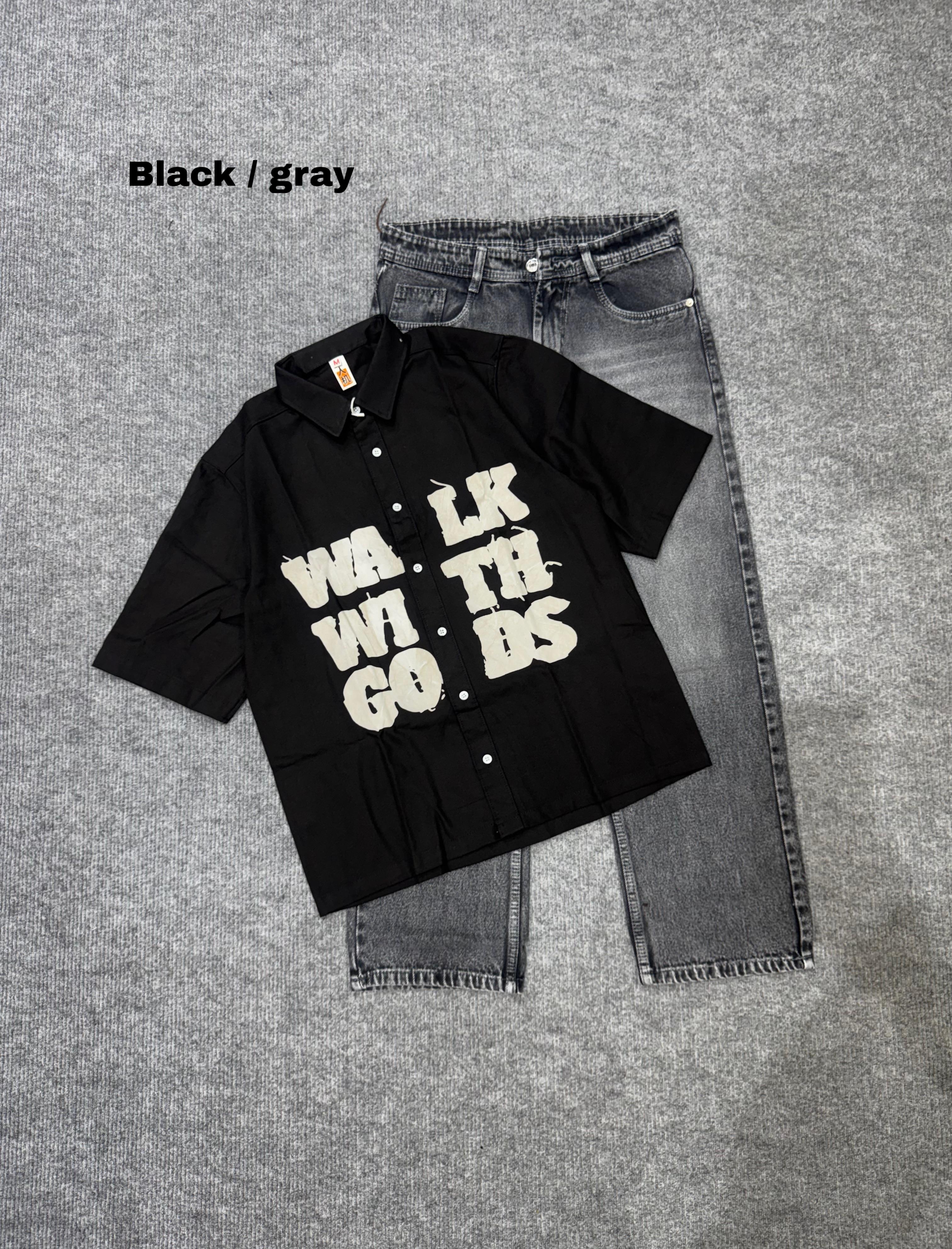 Boxy Lose Outfit Shirt & Denim Combo