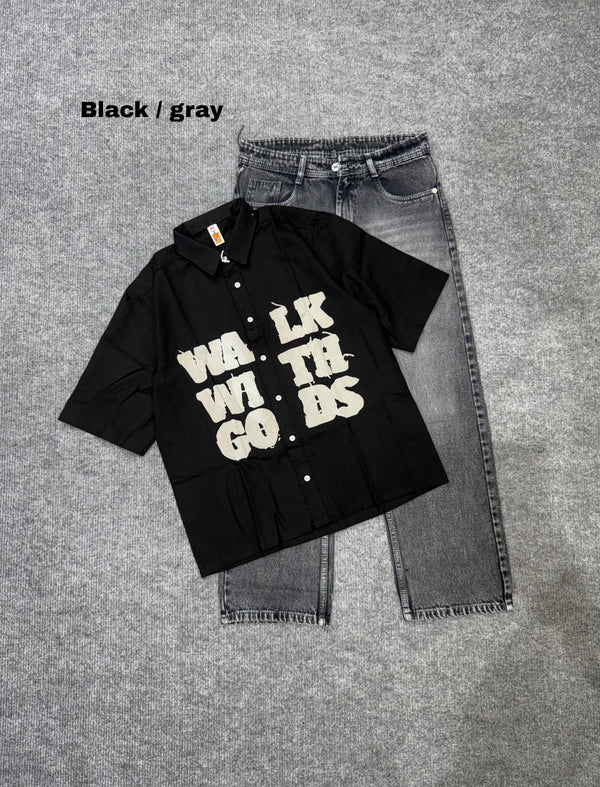 Boxy Lose Outfit Shirt & Denim Combo